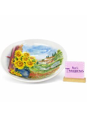 Ceramica Cuore CU415  Yellow Sunflowers Vase Landscape Italy 16" Serving Bowl
